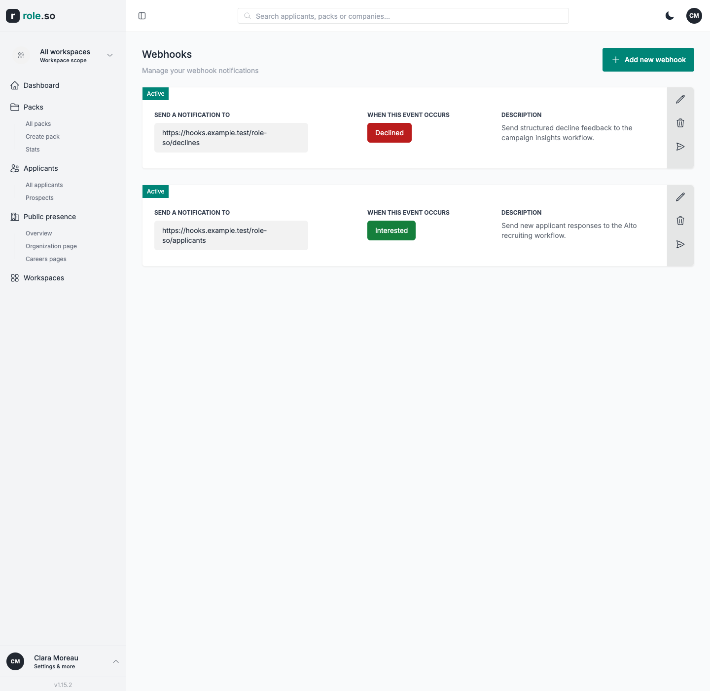 Webhooks that connect to Zapier, Make, and n8n